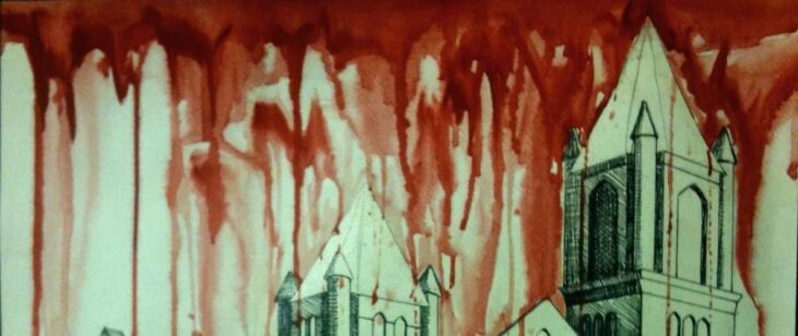 A church covered in blood by Analena Provost