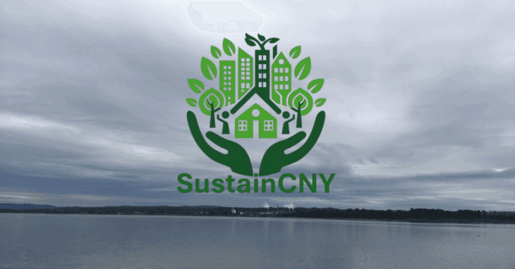 Sustain CNY logo over Onondaga Lake