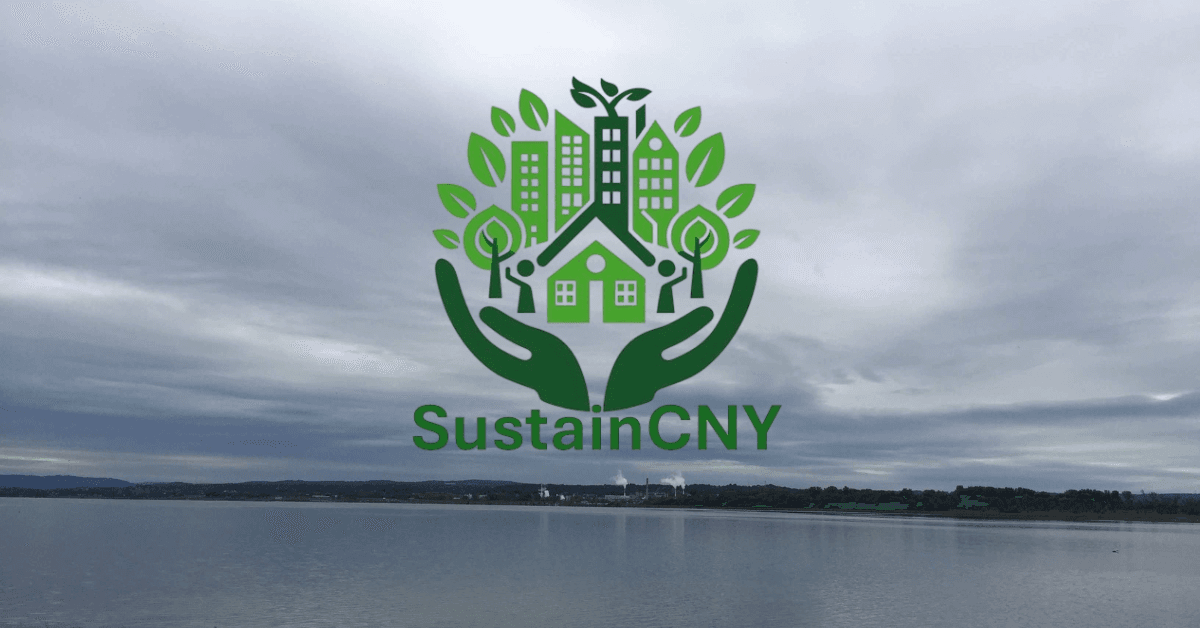 Sustain CNY logo over Onondaga Lake